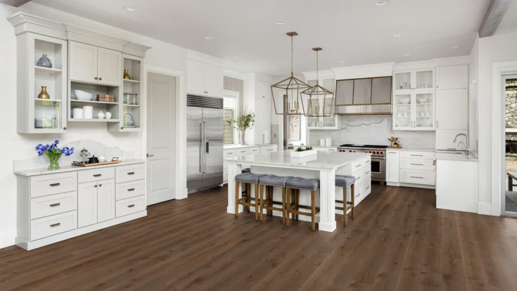Warm Brown oak flooring in a kitchen area