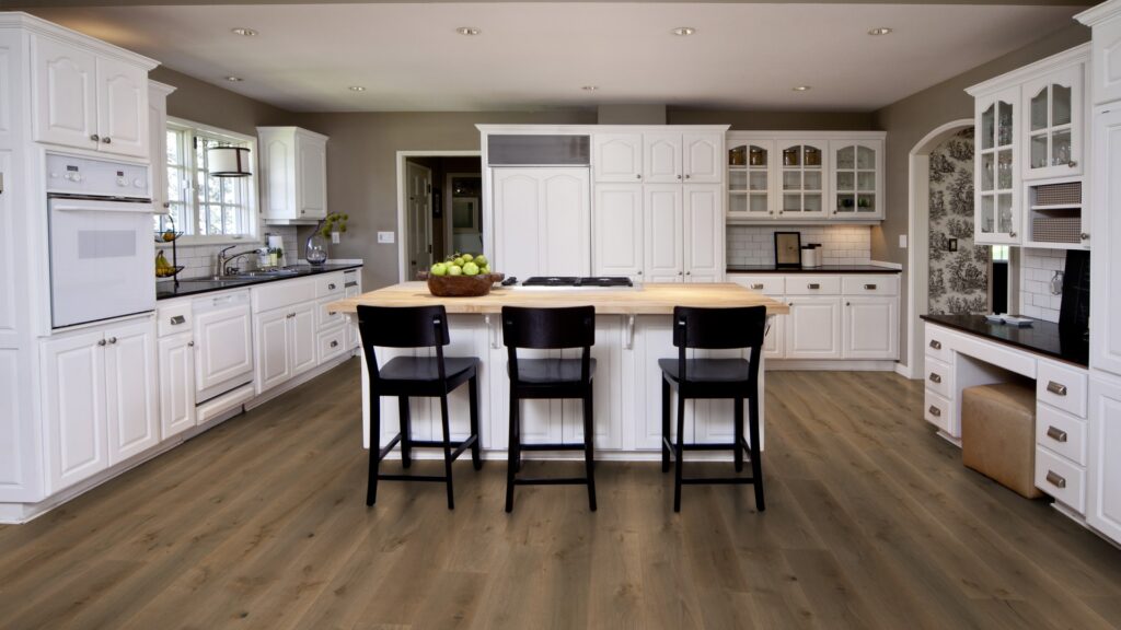 Havana Brown engineered European oak flooring in a kitchen area