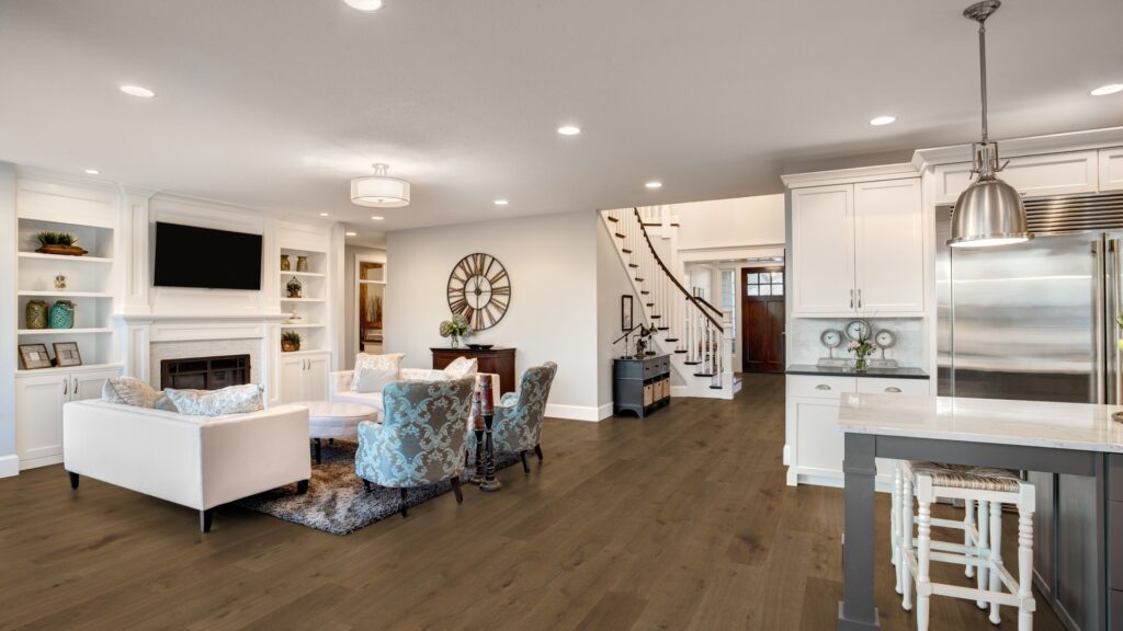 Chestnut engineered european oak flooring in a dining room